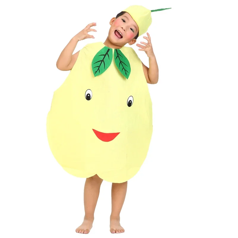 

Children Halloween Party Fruit Vegetable Cartoon Pear Costume Performance Clothing Hat+clothes