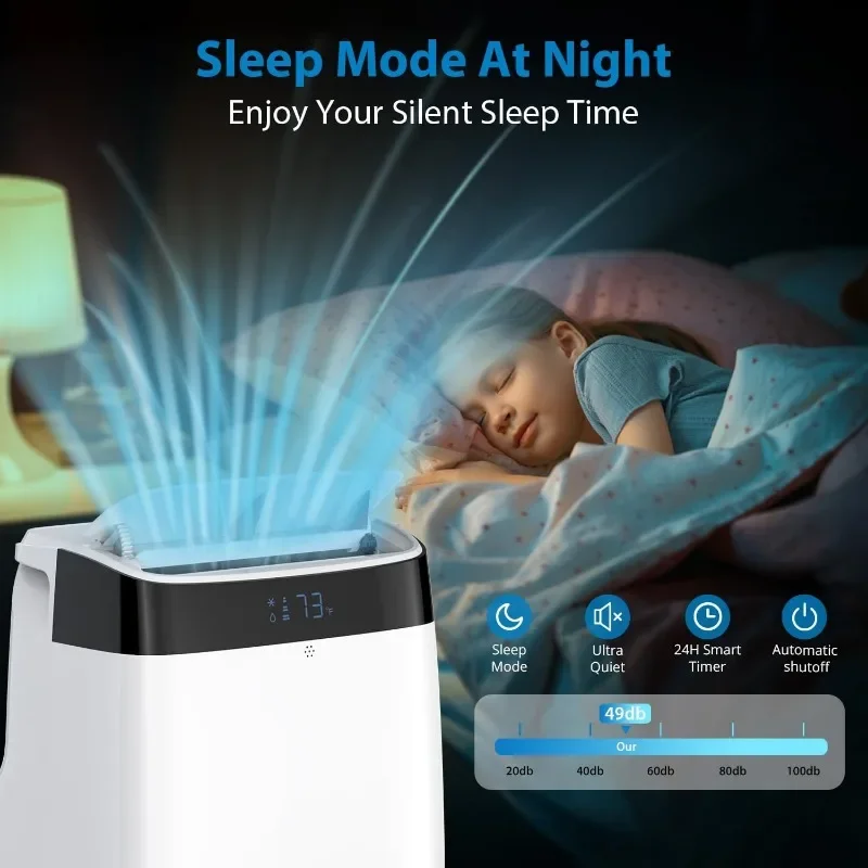 Condizionatori d'aria portatili telecomando unità da pavimento ventola deumidificatore, modalità di sospensione, raffreddamento automatico dell'oscillazione per la stanza