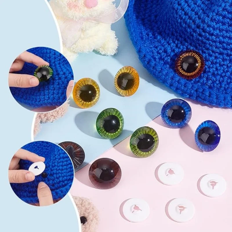 Crochet Doll Plastic Safety Eyes Threaded Shank Design Safety Eyes with Sturdy Washers DIY Plush Animal Doll Craft Making Supply