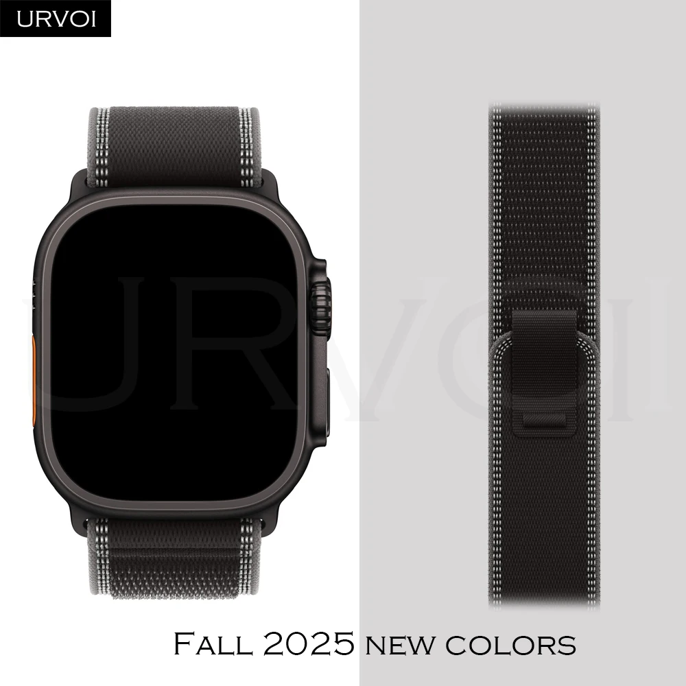 URVOI Armband für Apple Watch Ultra 4 3 2 Trail Loop Series 12 11 10 SE, Nylon-Gewebe, leichtes Armband mit Zuglasche