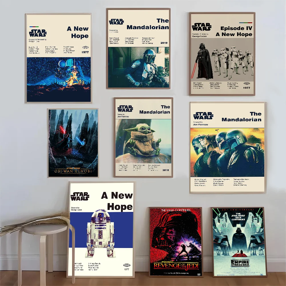 

Darth V-Vaders Y-Yodas Vintage Posters Sticky Retro Kraft Paper Sticker DIY Room Bar Cafe Kawaii Room Decor