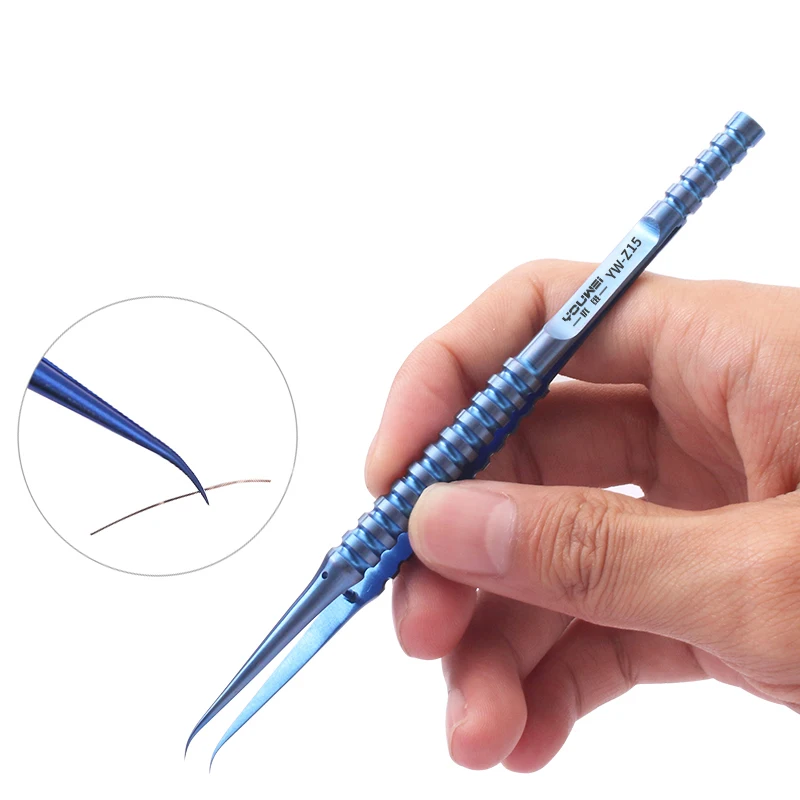 Fingerprint flying wire tweezers Titanium alloy14cm 0.1mm fine-tipped tweezers lengthened and hardened for microscope use