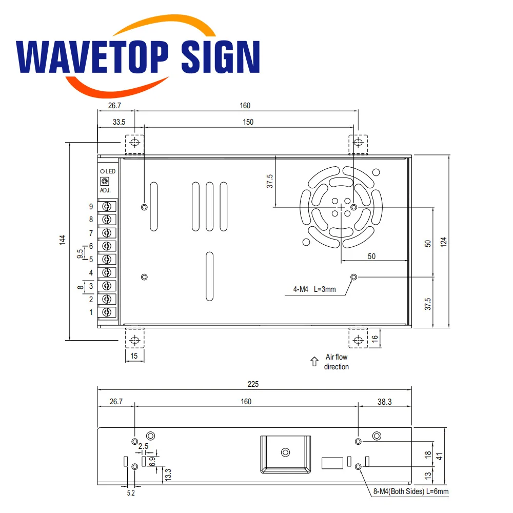 WaveTopSign, импульсный источник питания, 5 В, 12 В, 24 В, 36 В, 48 В постоянного тока для гравировального станка с ЧПУ