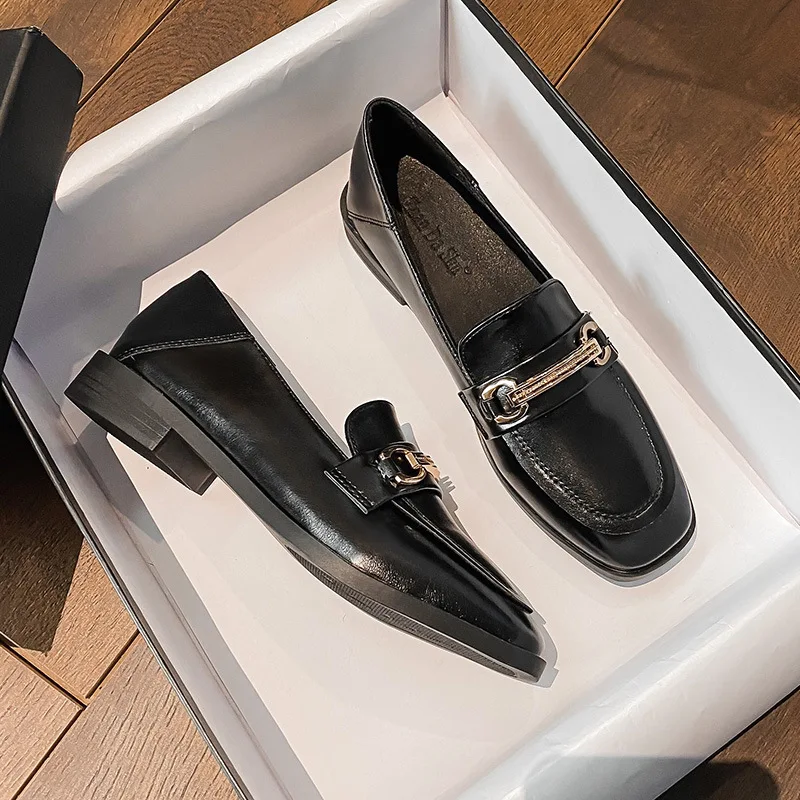 

Женская обувь, модные туфли-лодочки, туфли на высоком каблуке в консервативном стиле, кожаные лоферы без шнуровки для девочек