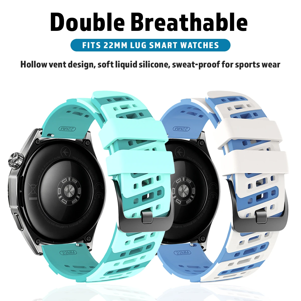22mm Silicone Strap for Huawei Watch GT6 5 4 Pro 46mm Sport Band for Amazfit Balance 2/Active Max 48mm/GTR 4 3 2e Bracelet