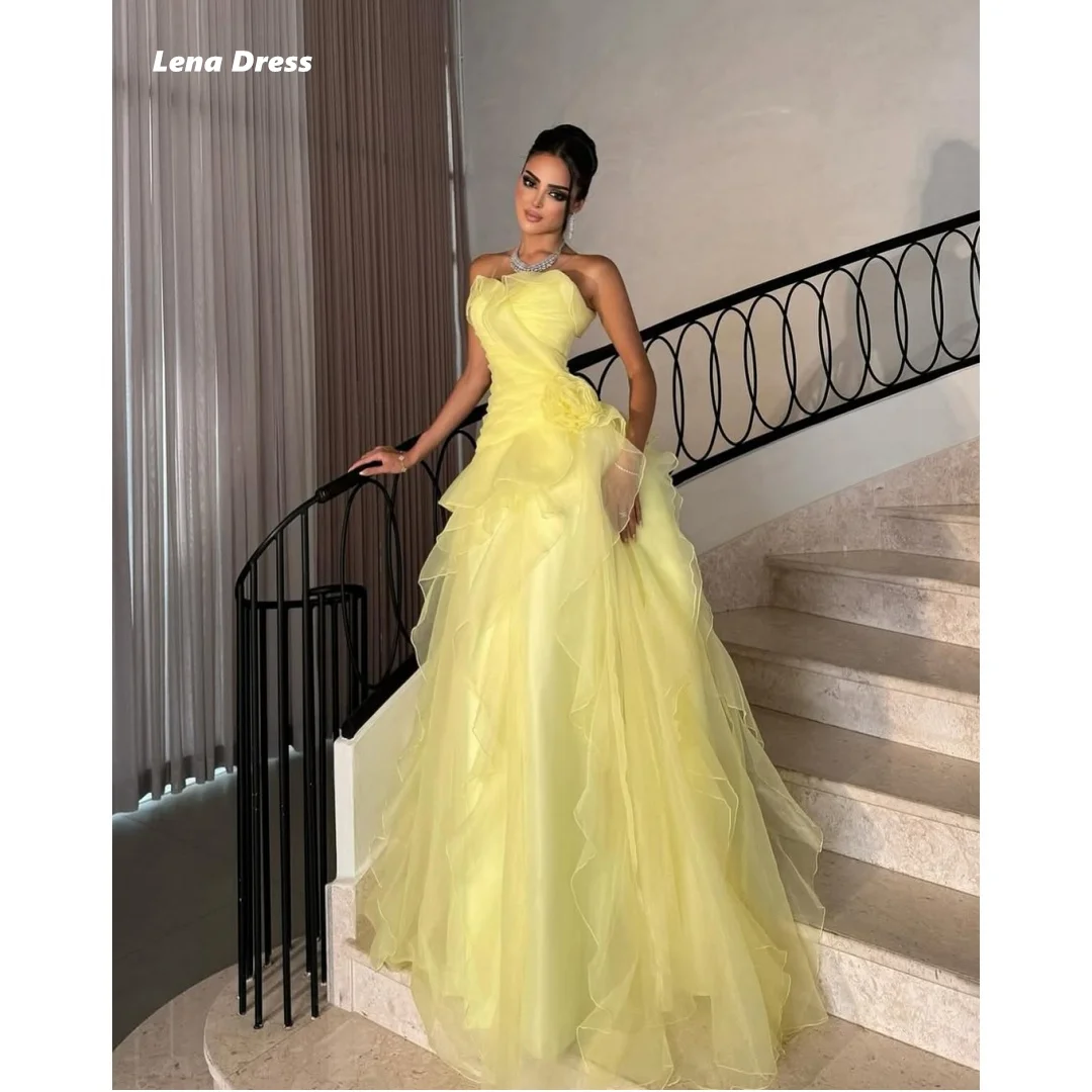

Lena Yellow Ball Gown Dress Custom Made Ogenya Women's Prom Dress 2025 Luxury Elegant Evening Dresses for Special Occasions Long
