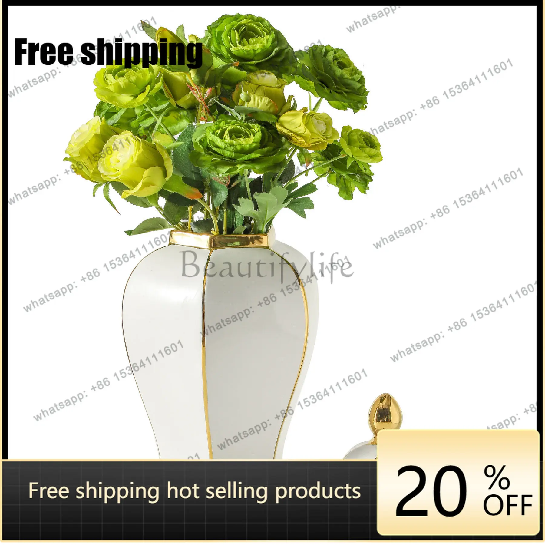 Factory Direct High-grade Ceramics European Modern Countertop American Entrance Ceramic Decoration High-value Vase