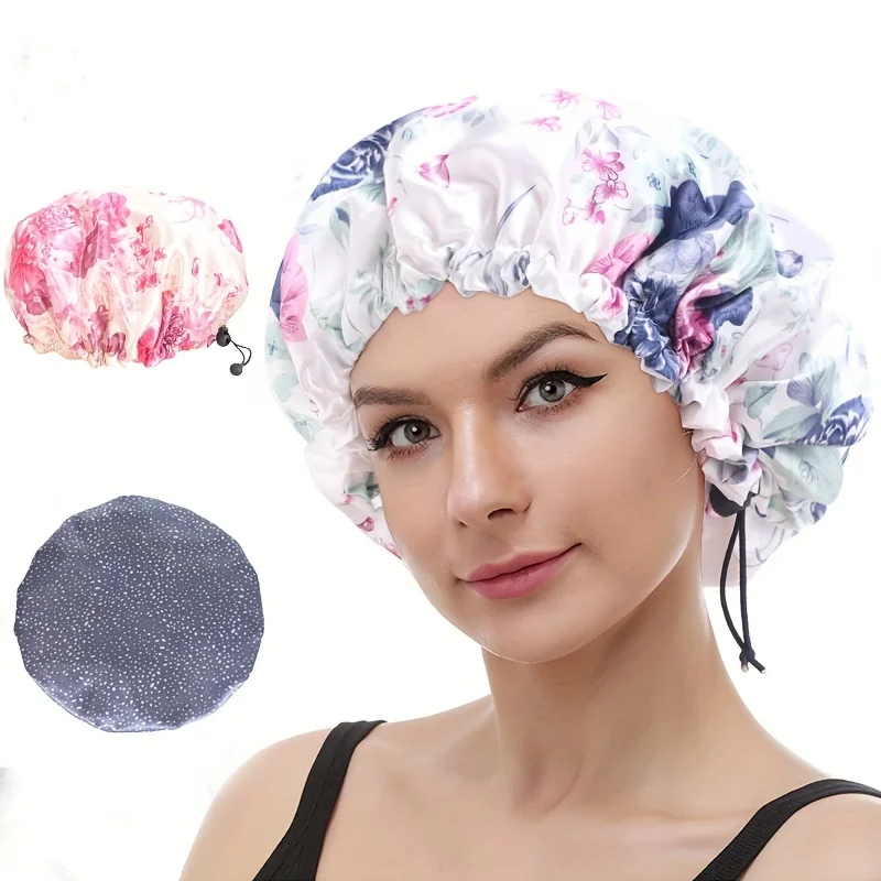 Floral Reusable Shower Cap for Women