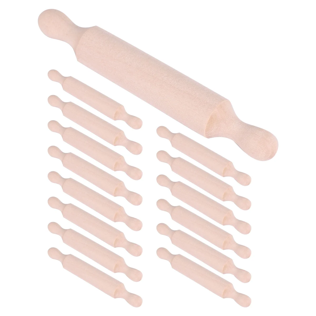 N87R 15 Pieces Wooden Mini Rolling Pin 6 Inches Long Kitchen Baking Rolling Pin Small Wood Dough Roller for Children Fondant