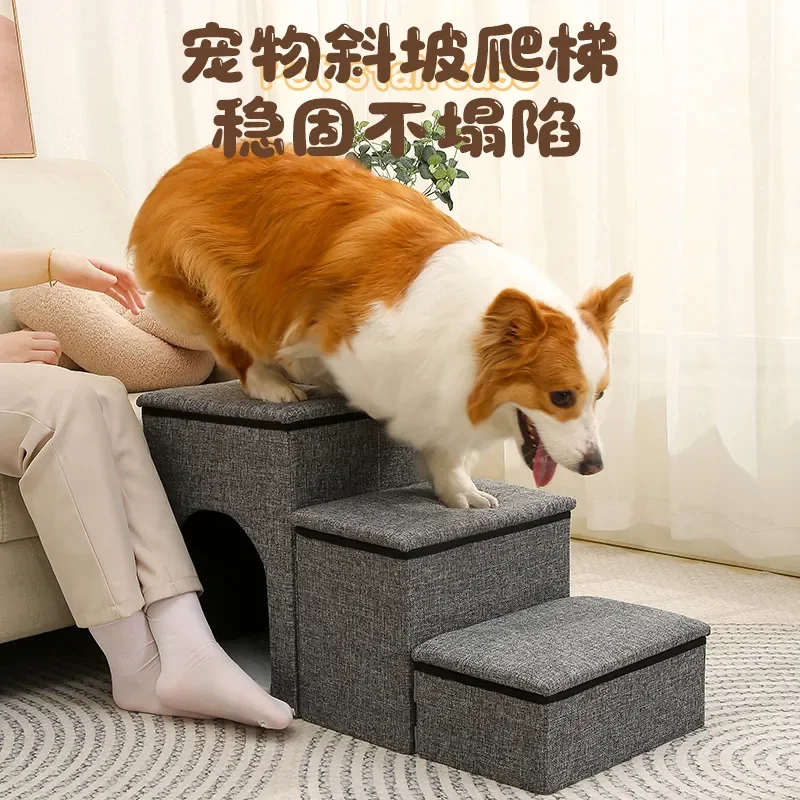 pet ladder cat and dog steps  thickened sponge ladder foldable cat and dog stairs