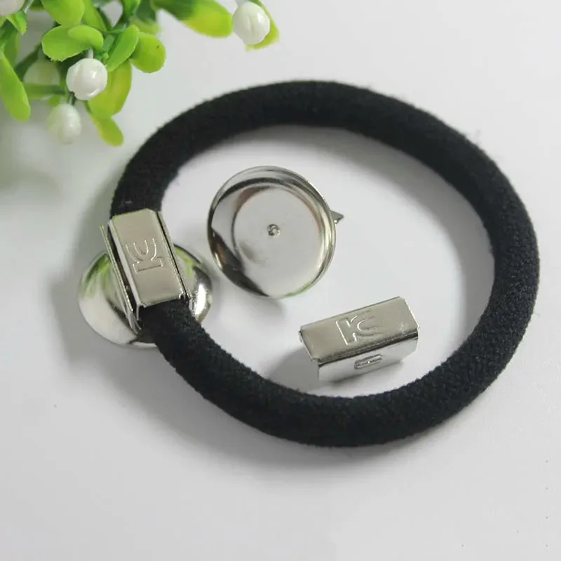 100 Uds. Base de banda para el cabello sin níquel 18mm soporte de Base de cabujón apto para banda elástica horquilla de cuerda para accesorios de joyería DIY