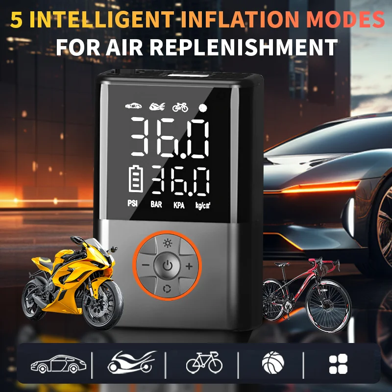 مضخة هواء للسيارة من LEIBOO ضاغط هواء محمول قابل للنفخ للسيارات والدراجات النارية ومنفاخ إطارات كهربائي مع مصدر طاقة مزدوج #4