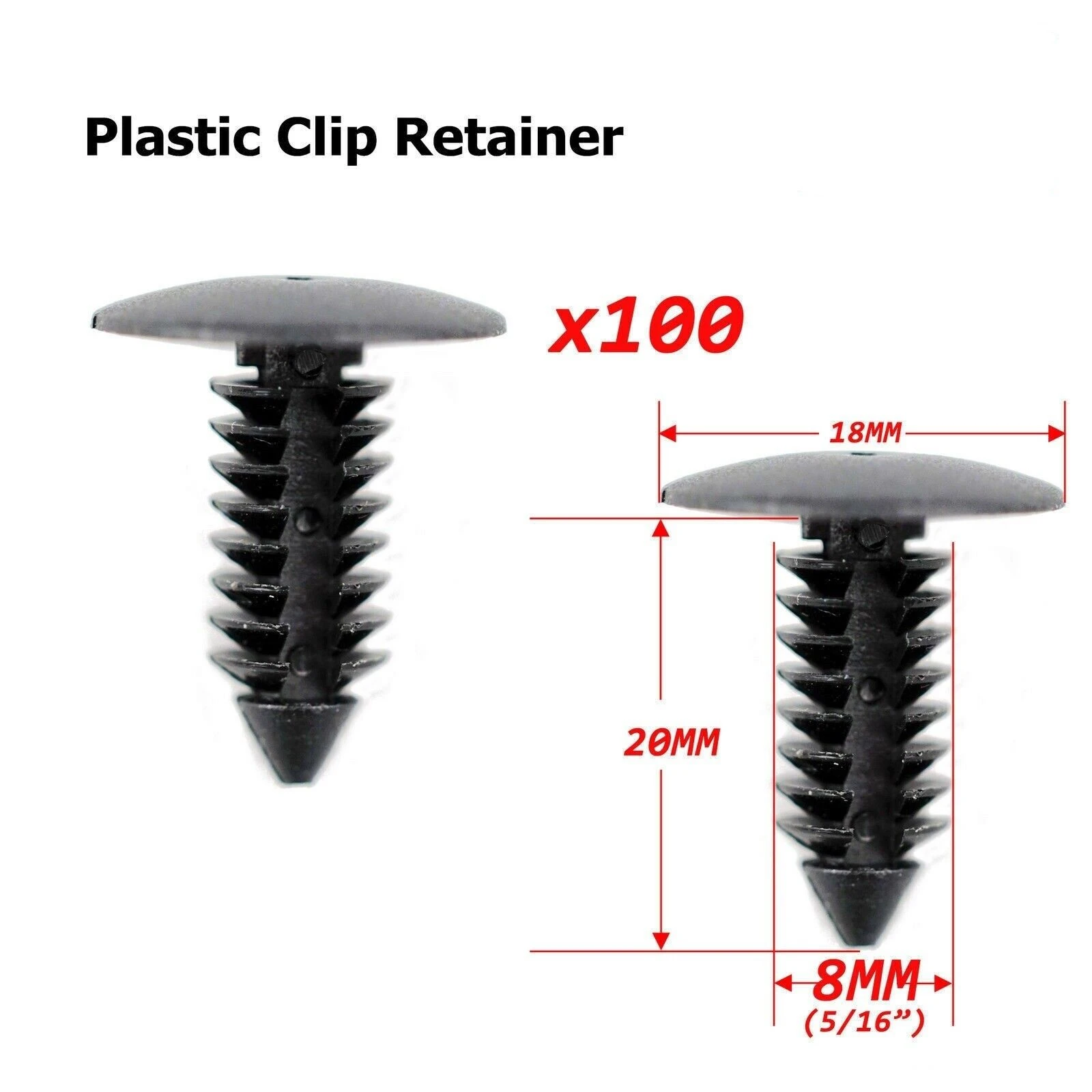 

100pcs 8mm Hole Car Bumper Plastic Clips Body Retainer Hood Fender Fastener Rivets for GM 1595864 Chrysler 6030441 Ford 388577S