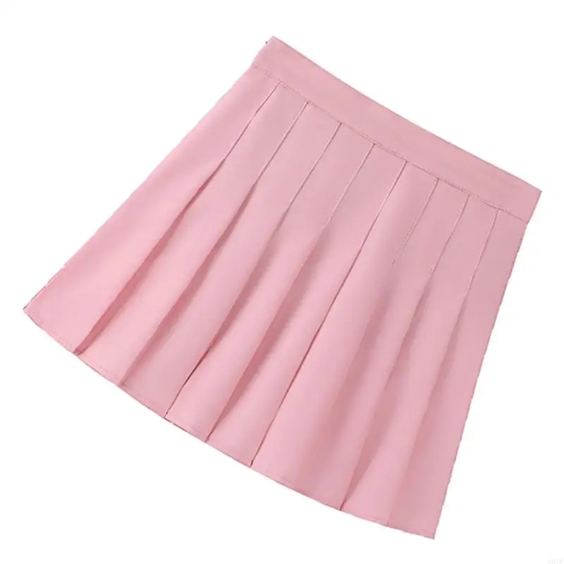 

Women Girl School High Waist Solid Pleated A Line Mini Skirt with Lining Shorts