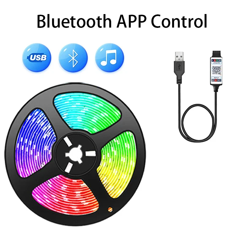 RGB 5050 Led Strip Light Bluetooth App Control 5V USB Led Tape Flexible Ribbon Diode Tape for Bedroom Garden Party Wedding