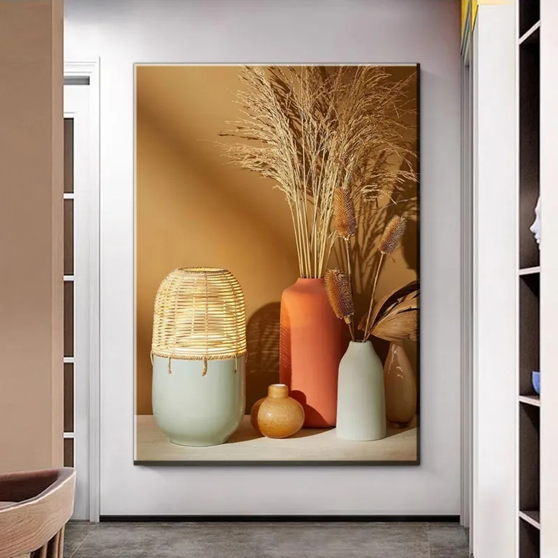 Boho Neutral-Tone Still Life Art Print - Warm Earthy Wall Decor for Living Room Bedroom, High-Quality Printed Poster, Unframed B