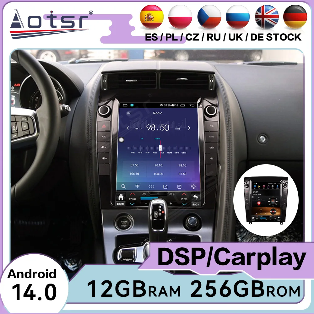 

Сенсорный экран Android 14, автоматический мультимедийный автомобильный радиоприемник для Jaguar F-TYPE 2013-2020, автомобильный GPS-навигатор, аудио стерео головное устройство Carplay