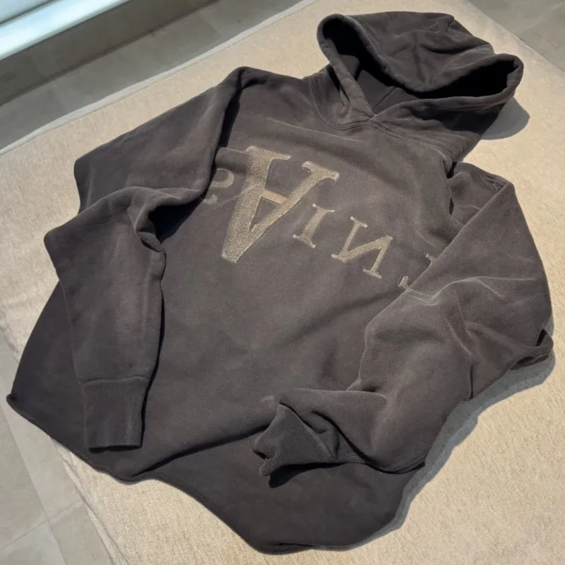 Winter Black Saint Hoody Vintage Worn Out Inverted Golden Letter Colorful Barrage Print Hood Sweatshirts Men Women Streetwear