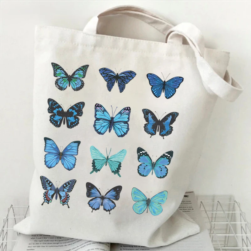 

Women's Tote Bags Floral Butterfly Lover Gift Versatile Storage Bags Vintage Flower Butterfly Design Pattern Canvas Shoulder Bag