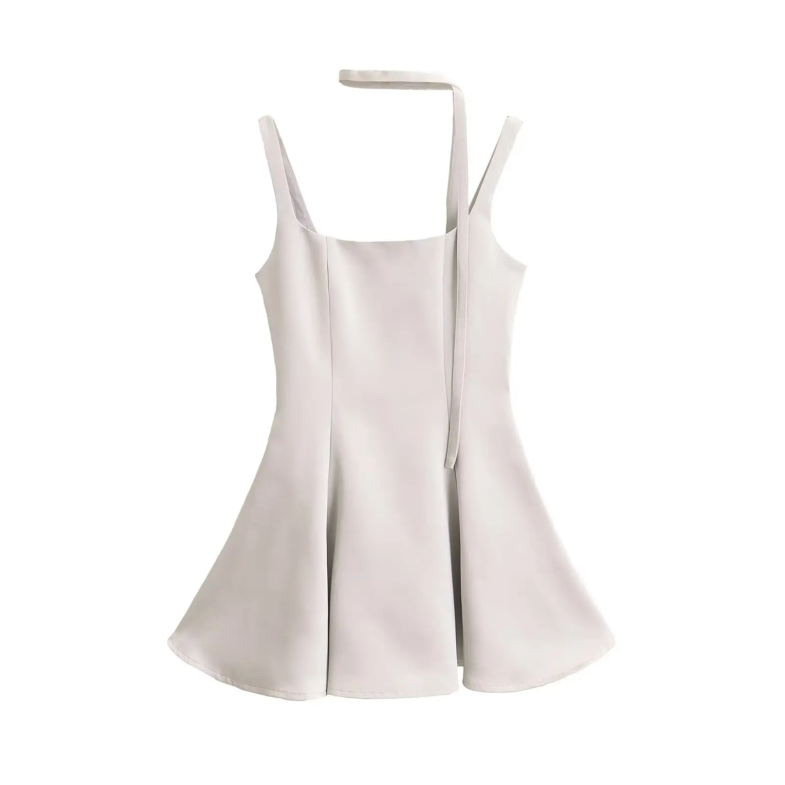 Francuska Sukienka A-Line z Wysokim Stanem, Wyszczuplająca, Satynowa, Letnia, Prosta