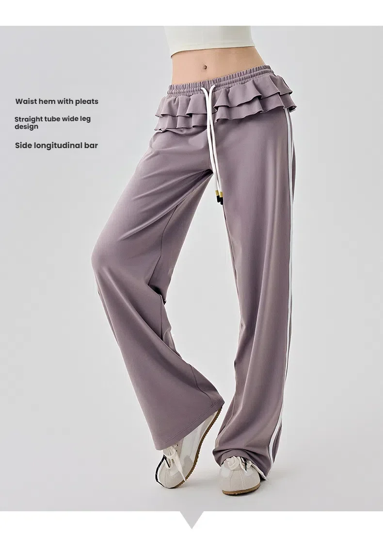 المرأة فضفاضة تناسب الباليه مضيئة السراويل عالية الخصر اليوغا صالة واسعة الساق السراويل رياضة الجري تنورة غير رسمية السراويل ملابس امرأة #2