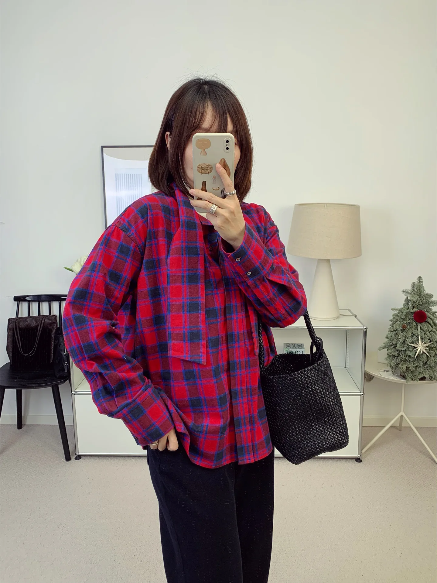 

Свободная хлопковая рубашка с красно-синим клетчатым узором, высококачественная цветная ткань, весна-лето, новинка для женщин