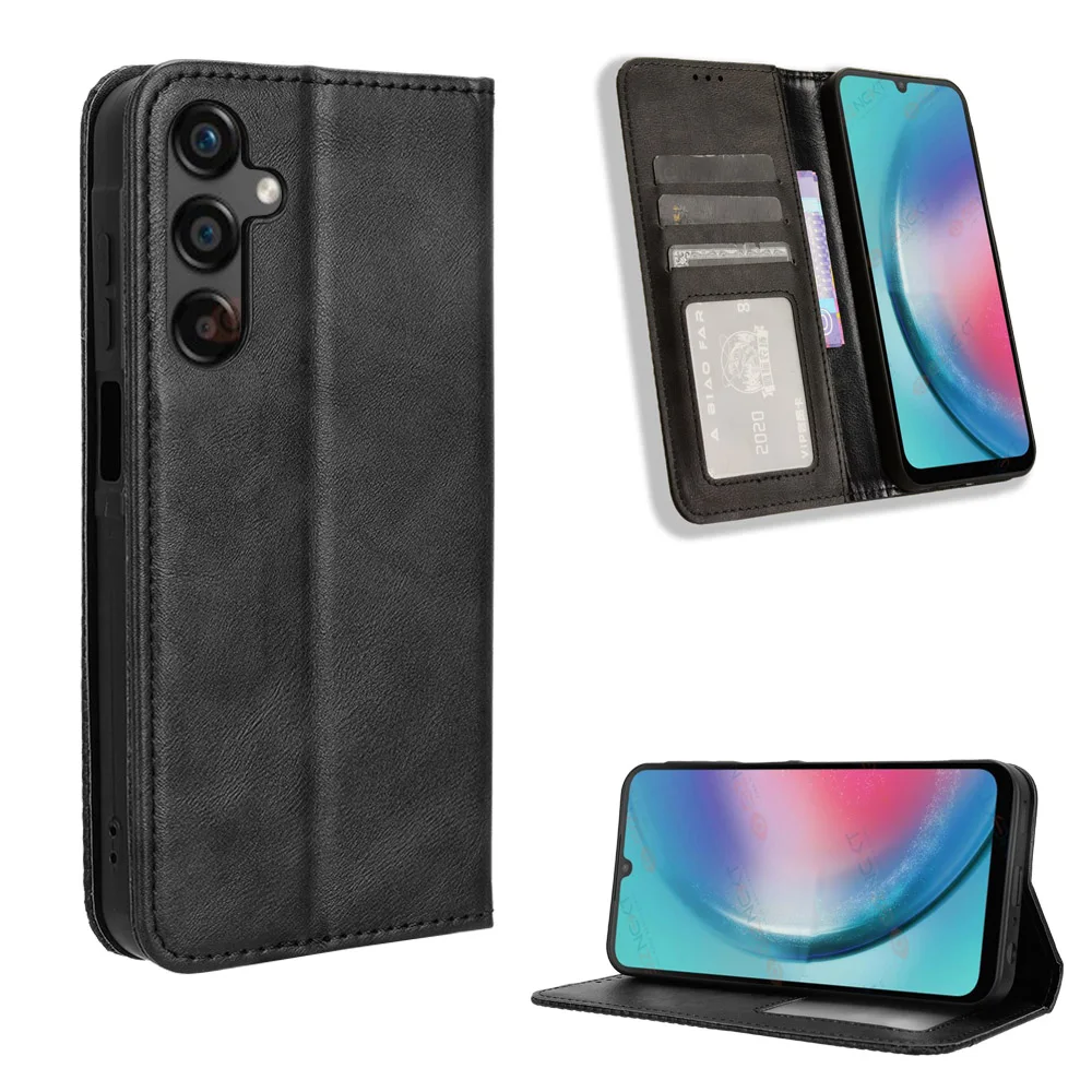 Étui portefeuille en cuir PU à rabat de luxe, étui d'adsorption magnétique, sac de téléphone pour Samsung Galaxy M55 C55 F55 M35 5G