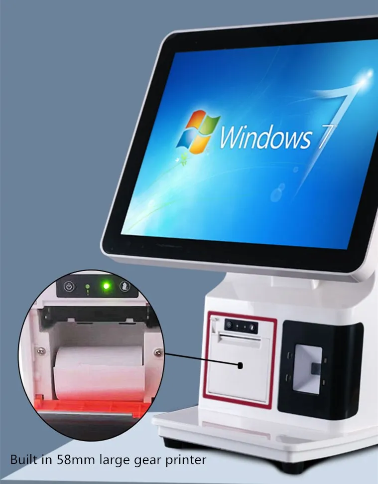 15.6インチタッチスクリーンAndroid/Windows POSシステム、内蔵Wi-Fi、58mmプリンター搭載、小売店向けキャッシュレジスターPOSデスクトップ