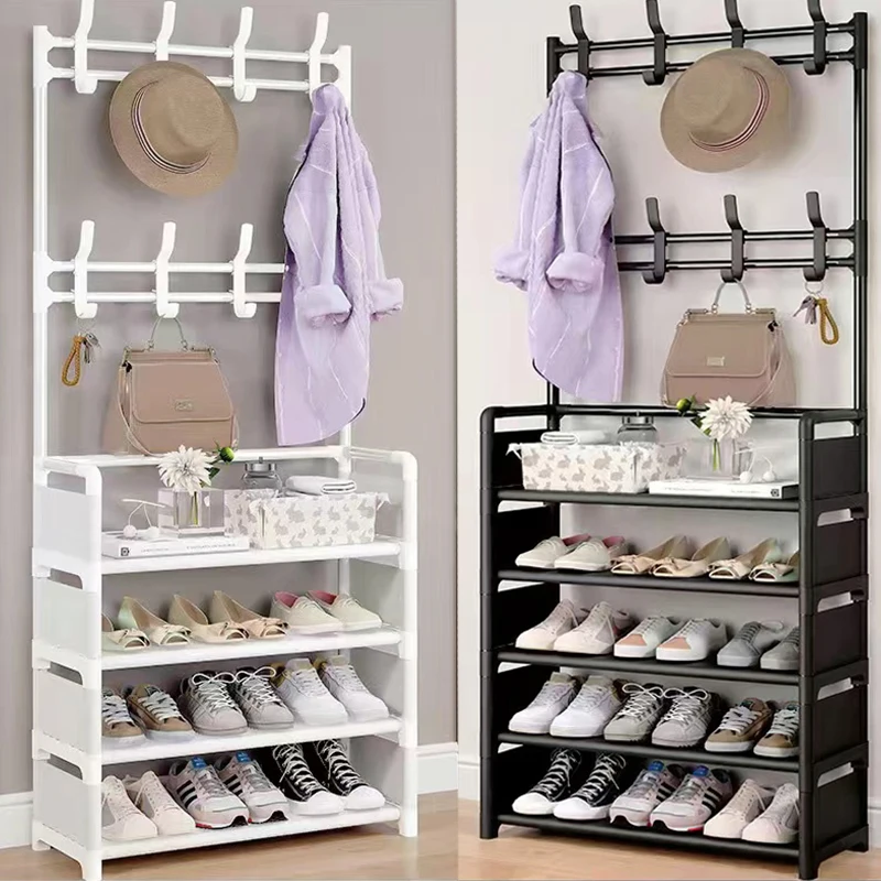 Integrated Shoe Rack for Coat Hat Hanger,Bedroom  Shoe Cabinet, Bag Storage