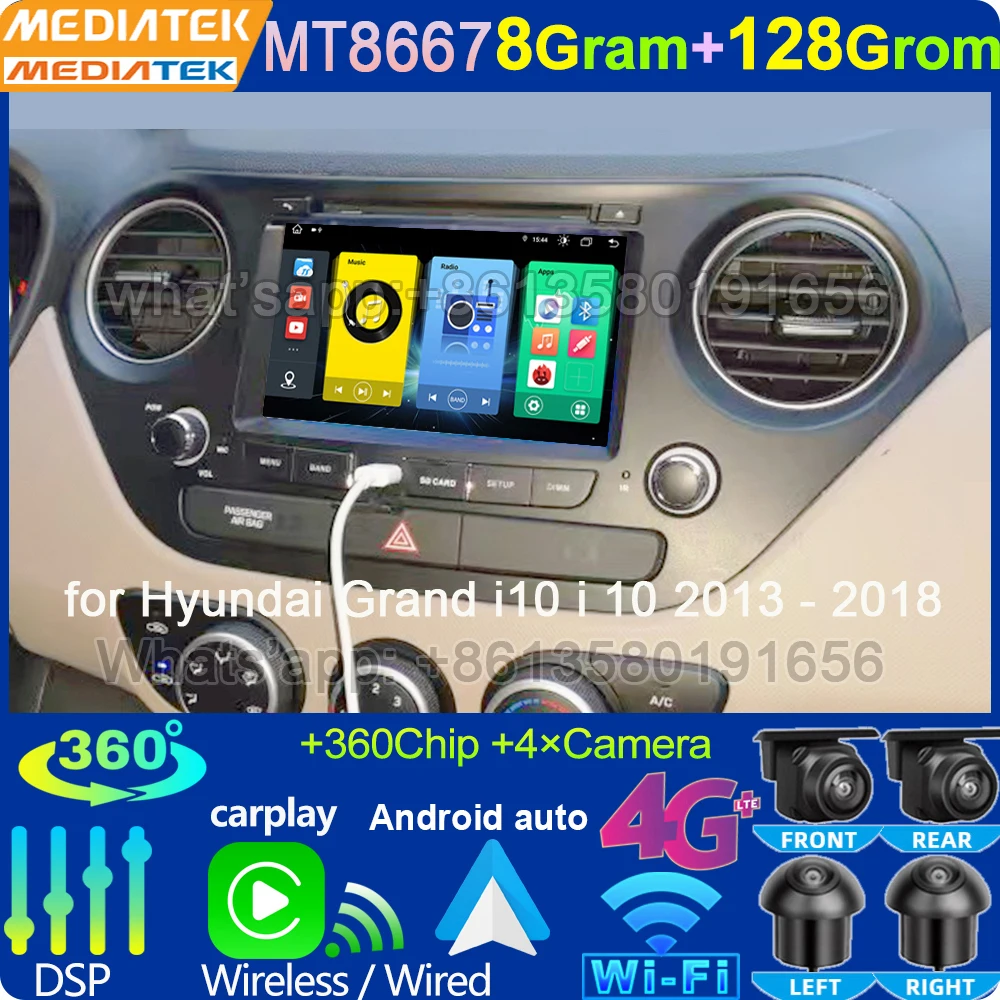 For Hyundai Grand i10 i 10 2013 2014 2015 2016 2017 2018 Head Unit button Car Radio Android Carplay Auto Multimidia Video Player