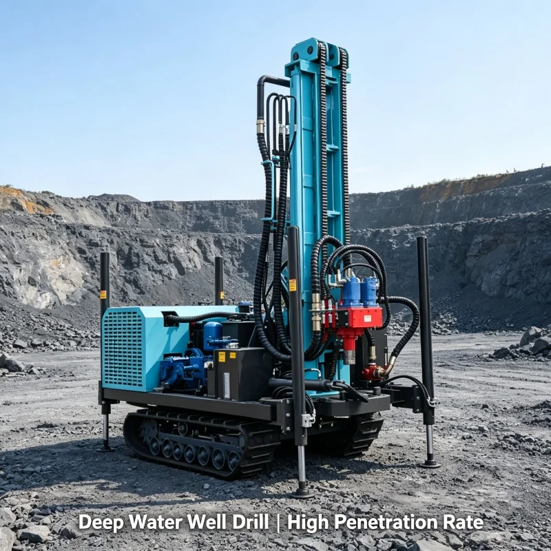 Customized Export Popular Crawler Water Well Drilling Rig, Diesel Powered Drilling Equipment for Mountain Well Drilling