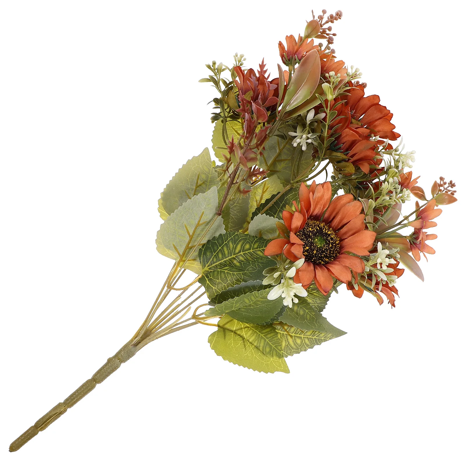 

Artificial Flower Bouquet Fake Floral Arrangement Wedding Decor Dark Brown Weaving Flowers for Home Office Shop Decoration