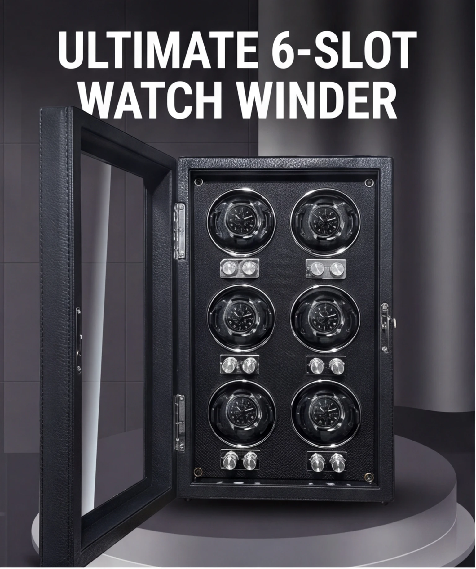 

Lorvo 6-Slot Automatic Watch Winder, Premium PU Leather Watch Storage Box with Silent Motor, Independent Control