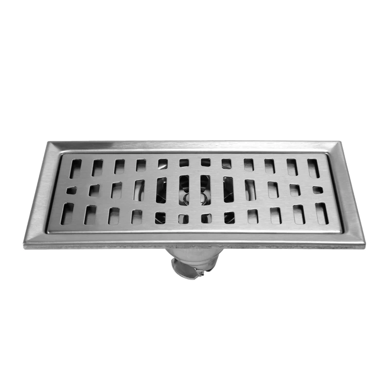 

Hot SV-Large-Traffic Stainless Steel Bathroom Shower Square Floor Waste Grate Sanitary 20Cm X10cm Floor Drain