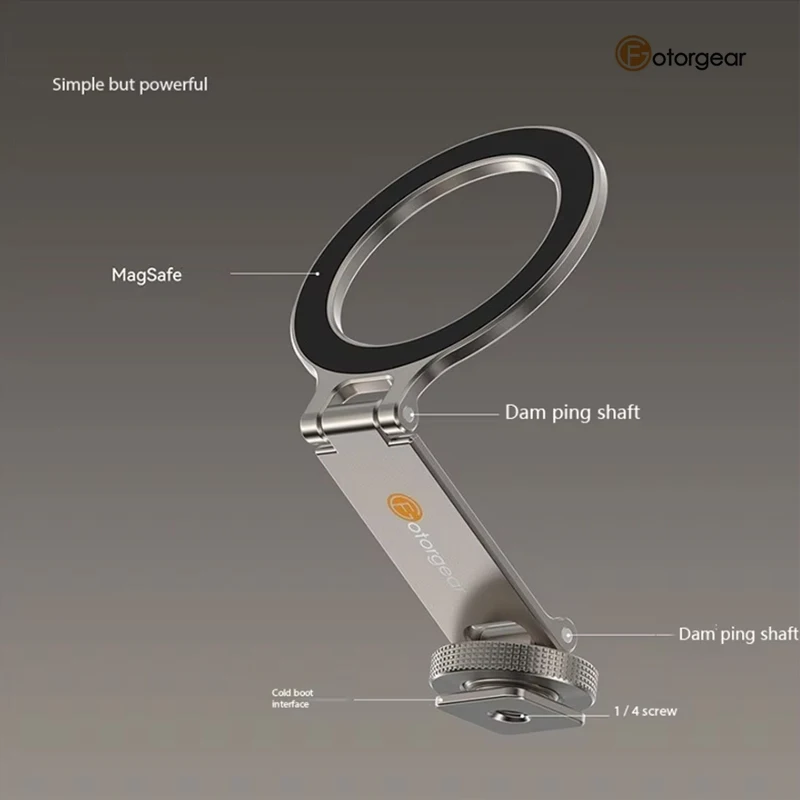 Fotorgear Universal Magnetic Phone Holder with Cold Shoe Mount and 1/4"-20 Threaded Holes for Apple/Android 10417