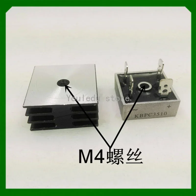 1Set New Rectifier Bridge Stack Direct current Whole module KBPC3510 With radiator Single Phase Bridge Rectifier 35A1000V