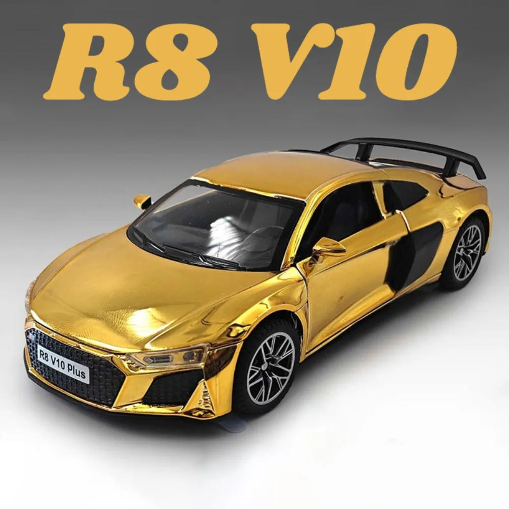 

1:32 R8V10 RS7 Sports Car Model Toy Metal Diecast Wheel Steering Toys Pull Back Doors Opened Miniature Models Boys Holiday Gifts