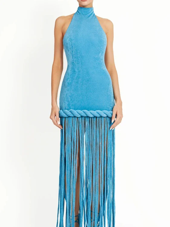 

Sexy Unique Hanging Ne Bal Tassel Dr Par Social Birthday Evening Gown Faionable mid Waist Zipper Long Skirt