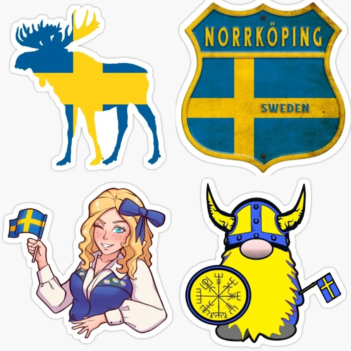 

Oval Swede Vinyl Decal Flag Car Stickers Gps for Motorcycle Tool Accessories Decor