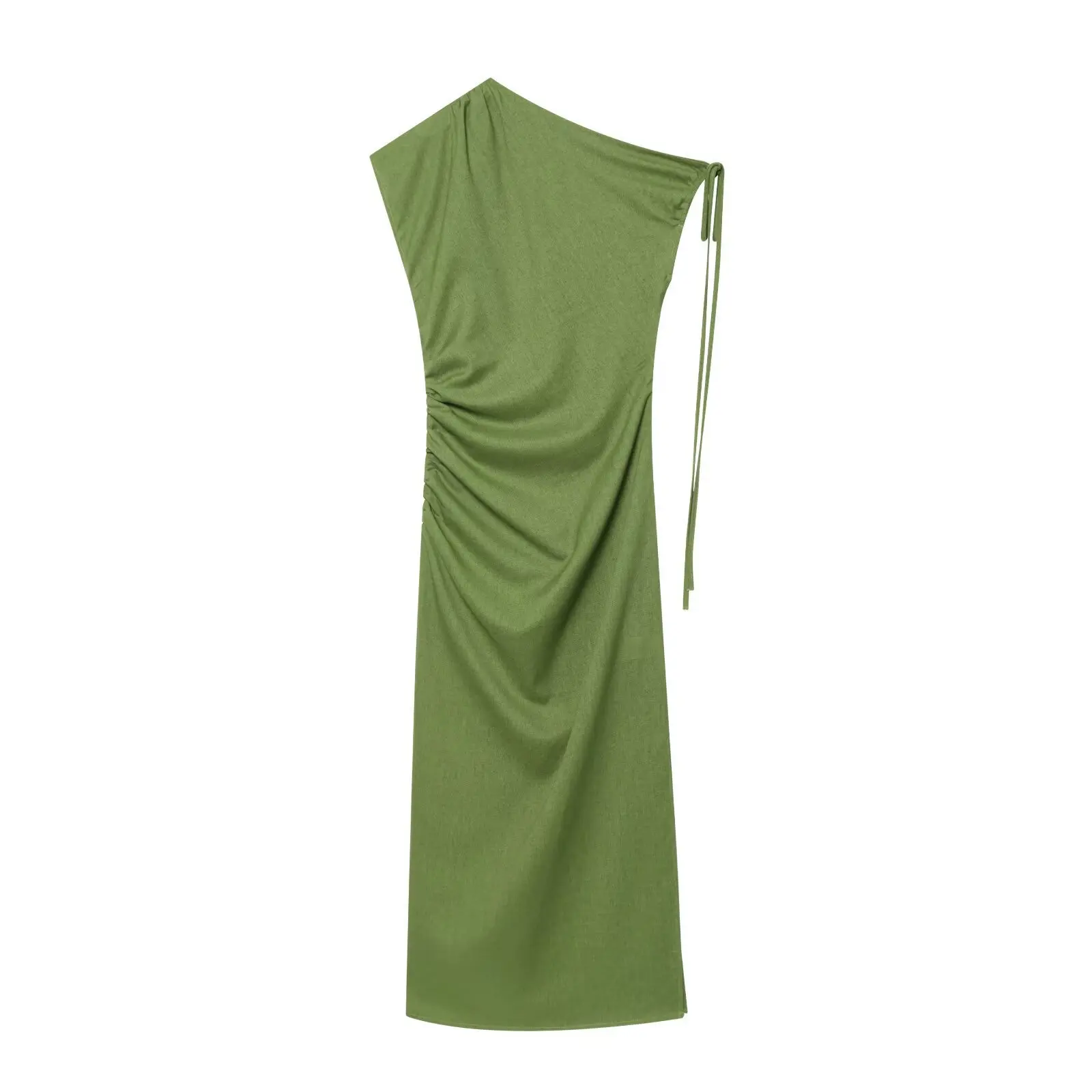 

European and American Clothing AliExpress Hot Style Linen Slim Fit Slit Shoulder Dress