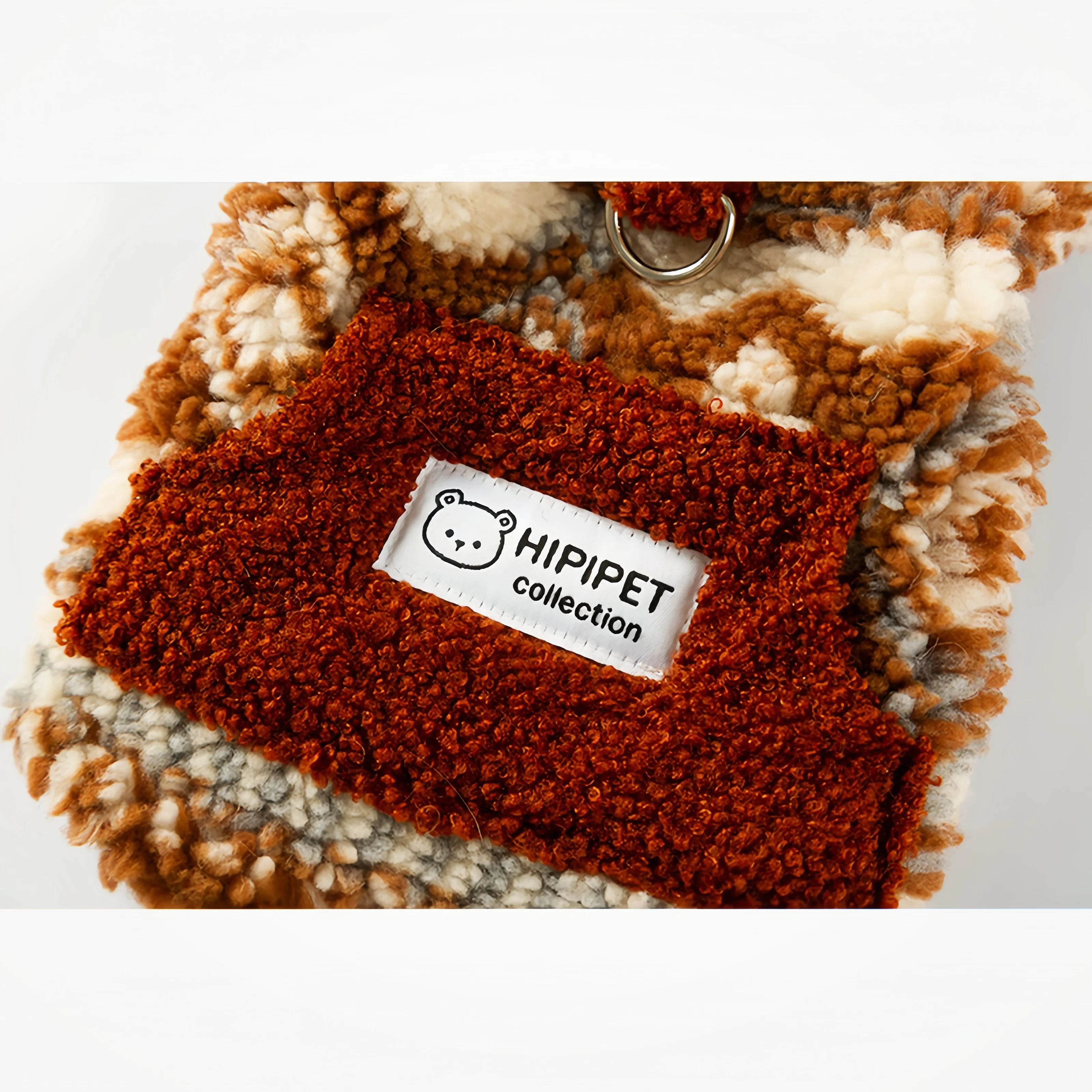 Winter Bear Design Dog Cat Apparel Warm Fleece Vest & Jacket with Metal Leash Ring Adjustable Straps for Small Medium Pets