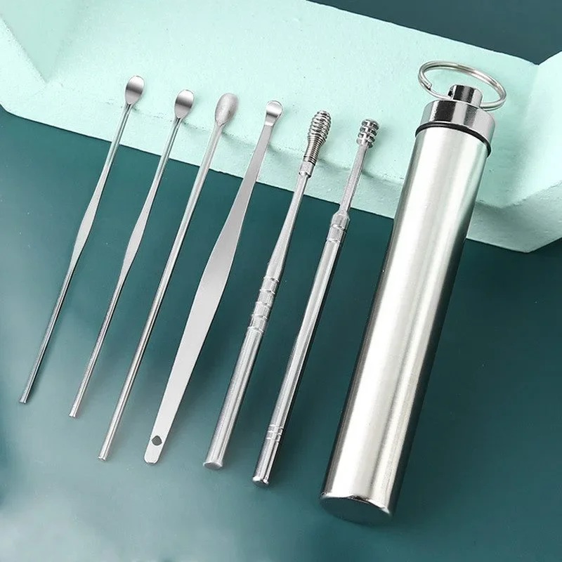 6pcs/set Earpick Sticks Earwax Remover Curette Ear Pick Cleaning Ear Cleanser Spoon Protector Ear Picker Wax Removal Tool