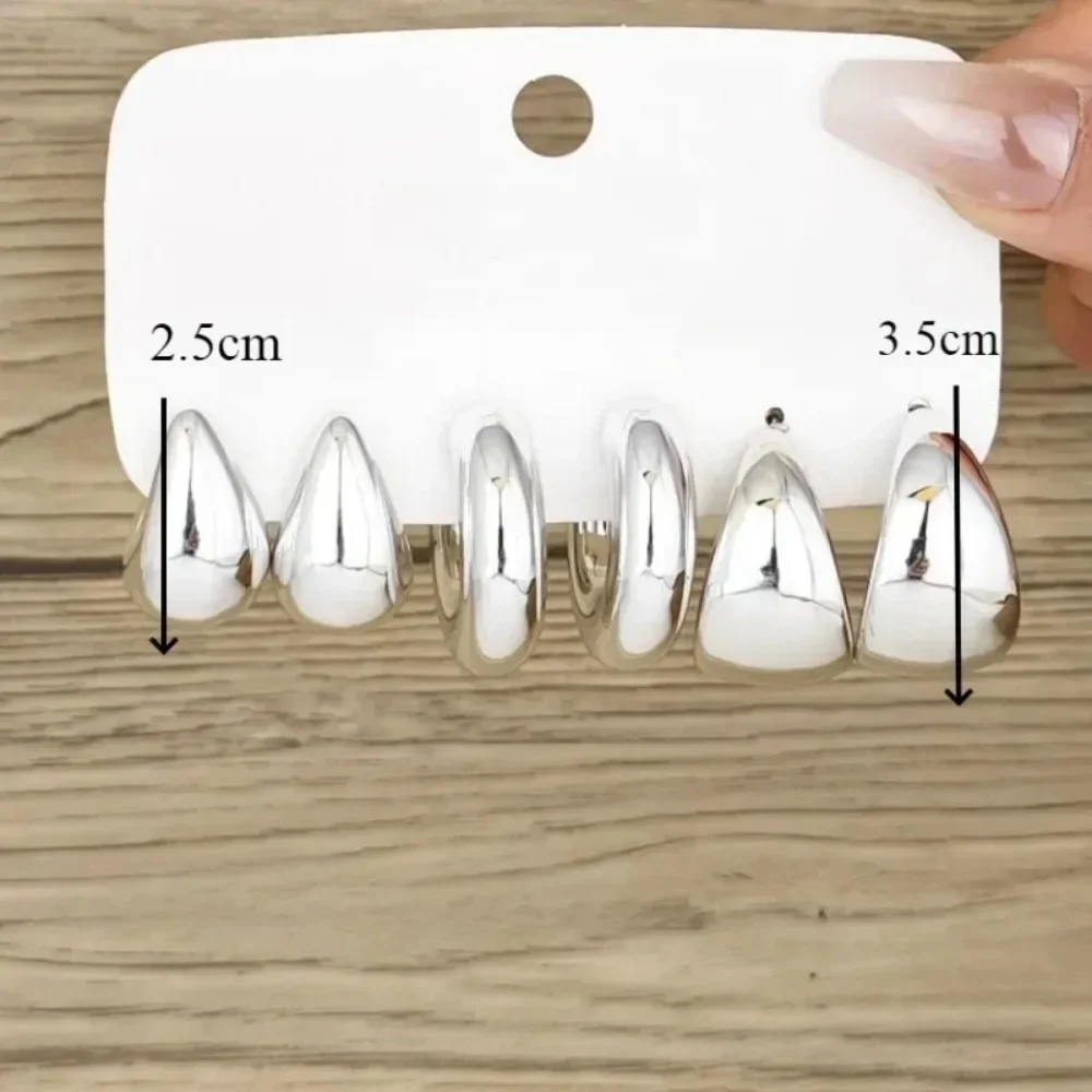 6 Stuks Mode Minimalistische Chunky Vergulde Waterdruppel Oorringen Voor Vrouwen Gladde C-Vormige Waterdruppels Oorbellen Sieraden Gift