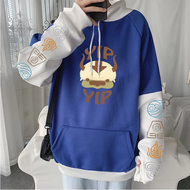 Kawaii Anime Avatar The Last Airbender Appa Cartoon Print Unisex Harajuku Streetwear Fleece Winter Long Sleeve Casual Sweatshirt