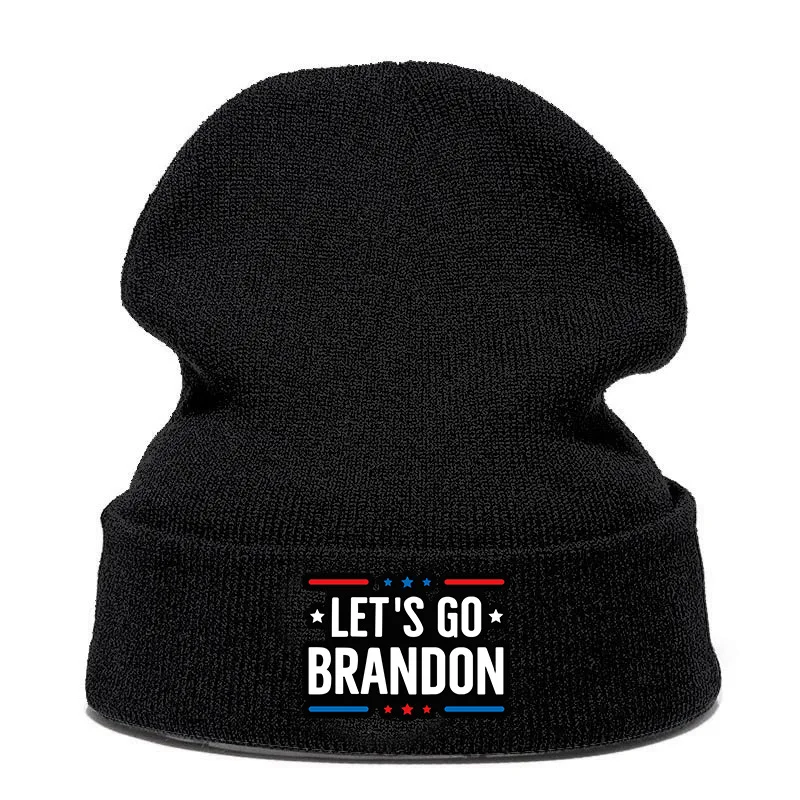 Winter Hats Lets Go Brandon Warm Knitted Beanie Hat Women Men Letters Beanie Hedging Cap Outdoor Sport Cycling Hiking Hat Caps