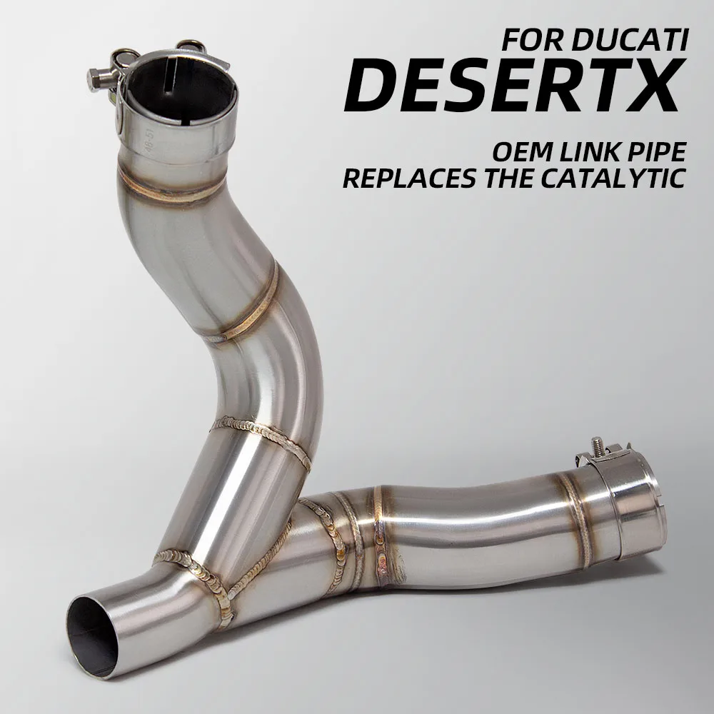 

Motorcycle Exhaust Link Pipe Stainless Adapter Mid Tube Racing Line Connect OEM Muffler For Ducati Desert X 950 2022-2024