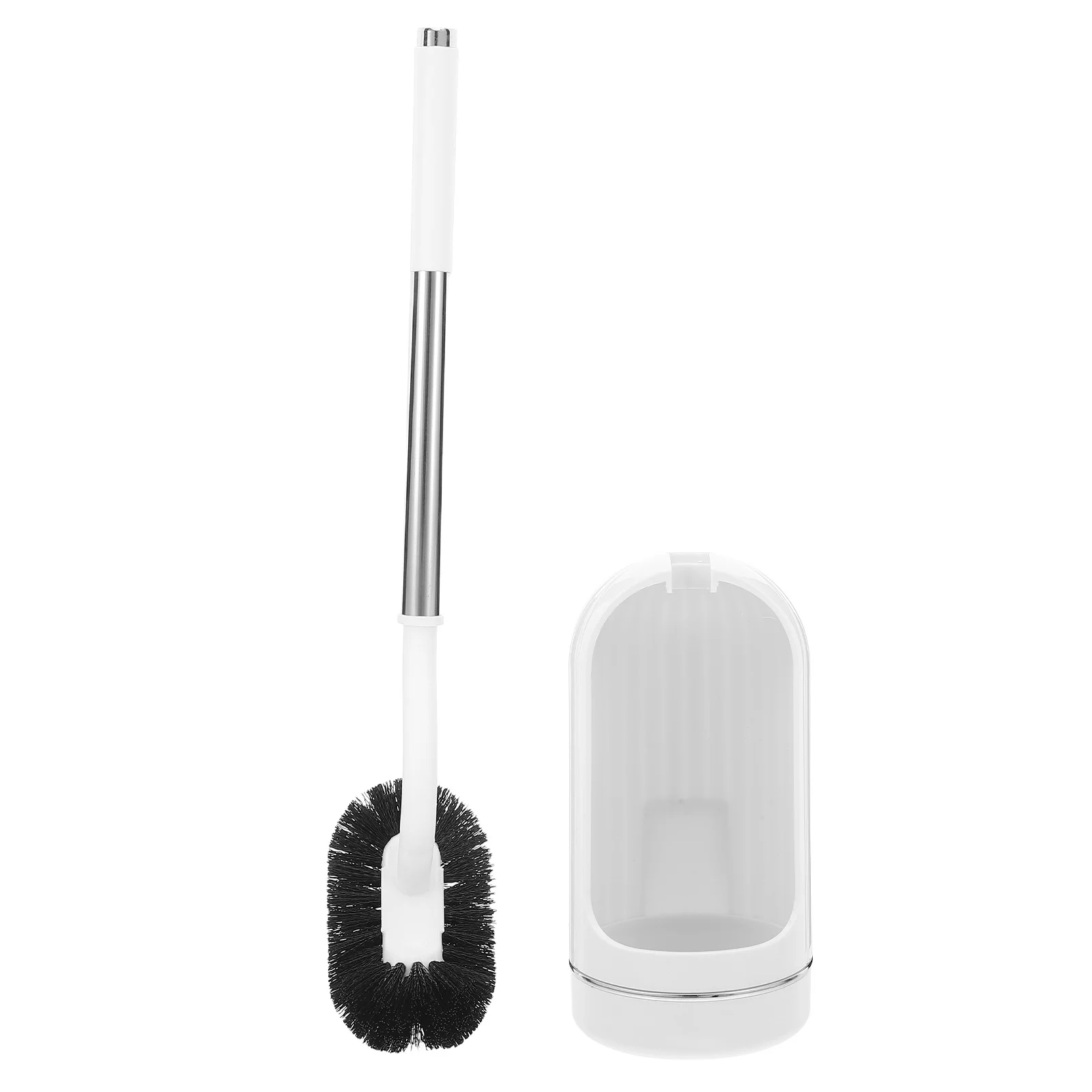 

1Set Golf Toilet Brush Long Handle Curved Bristle Scrubber Deep Cleaning Tool Bathroom Accessories Holder Set White Stripe