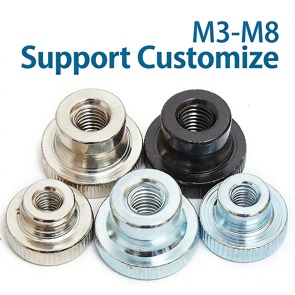 

M3 M4-M10 Black Silver Double Step Adjust Knurl Thumb Nut Hand Tighten Thumbnut 3D Printer Curtain Wall Support Customize