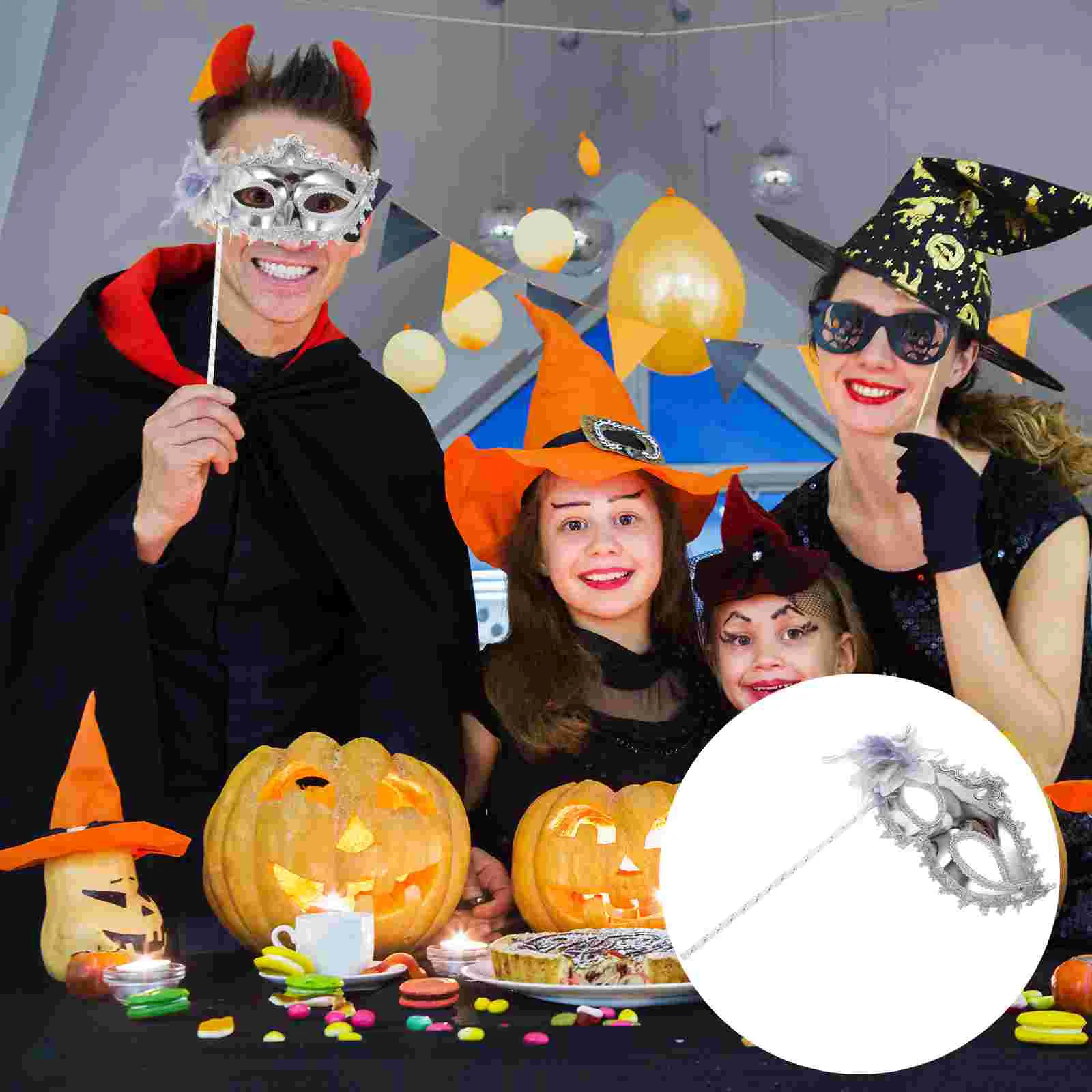3 uds disfraz diademas de Halloween accesorios de máscara de cristal plata creativa mujer disfraces de juego de rol