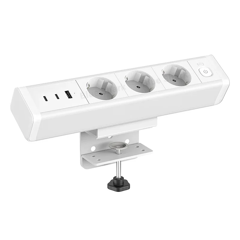 New 65W EU Power Strip Clip Table Socket with 65w USB Fast Charger Expanding Multi-Plug Socket